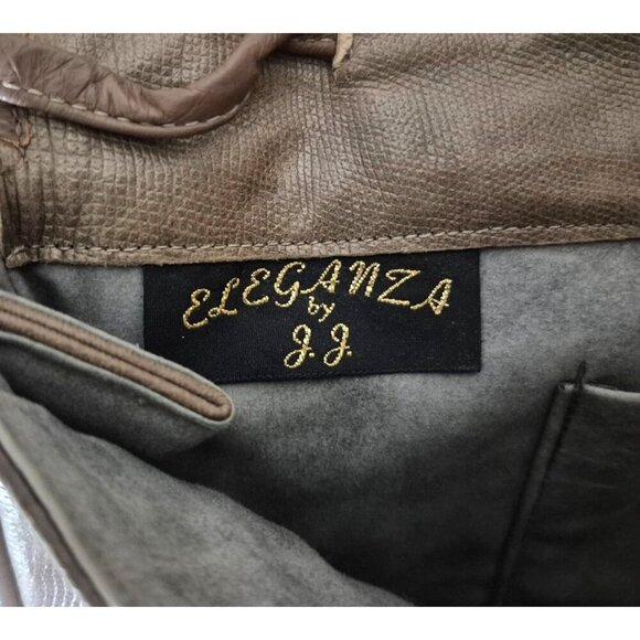 Vintage 80s Eleganza by JJ Purse Envelope Handbag Genuine Leather Brown Snakeski - Picture 8 of 10